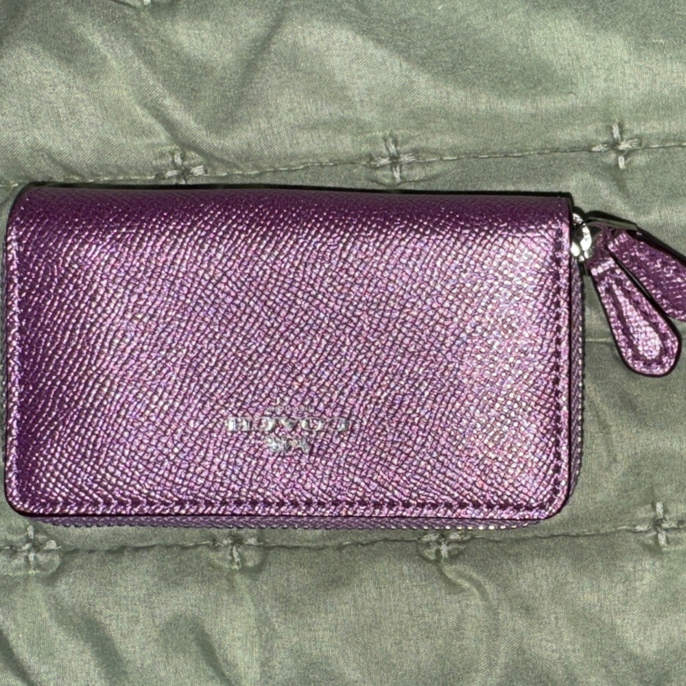 Coach Metallic Purple Leather Key Holder